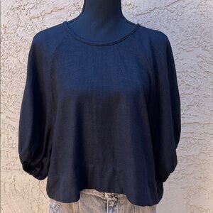 House of Harlow 1960 Black Top with Puff Short Sleeves.